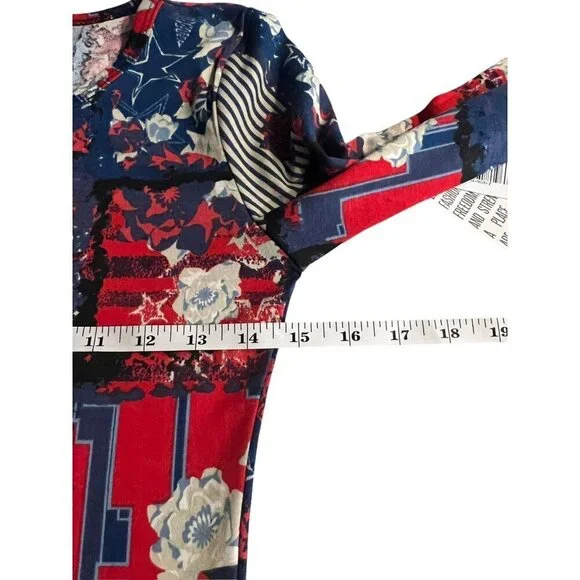 LuLaRoe Debbie Women's Navy Blue & Red Long A-Line Dress - Picture 5 of 6